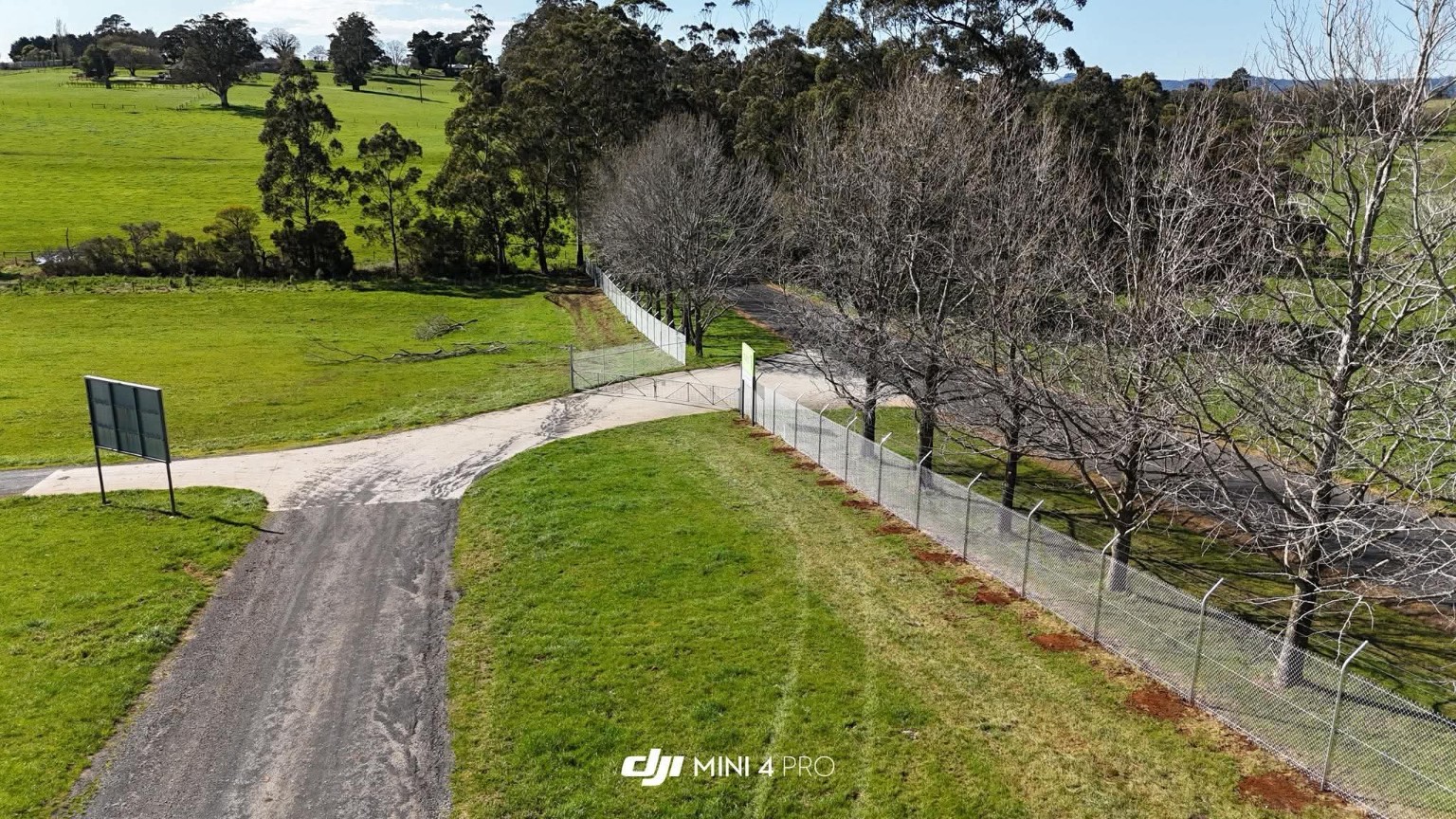 Completed Lardner Park security fencing, view 1