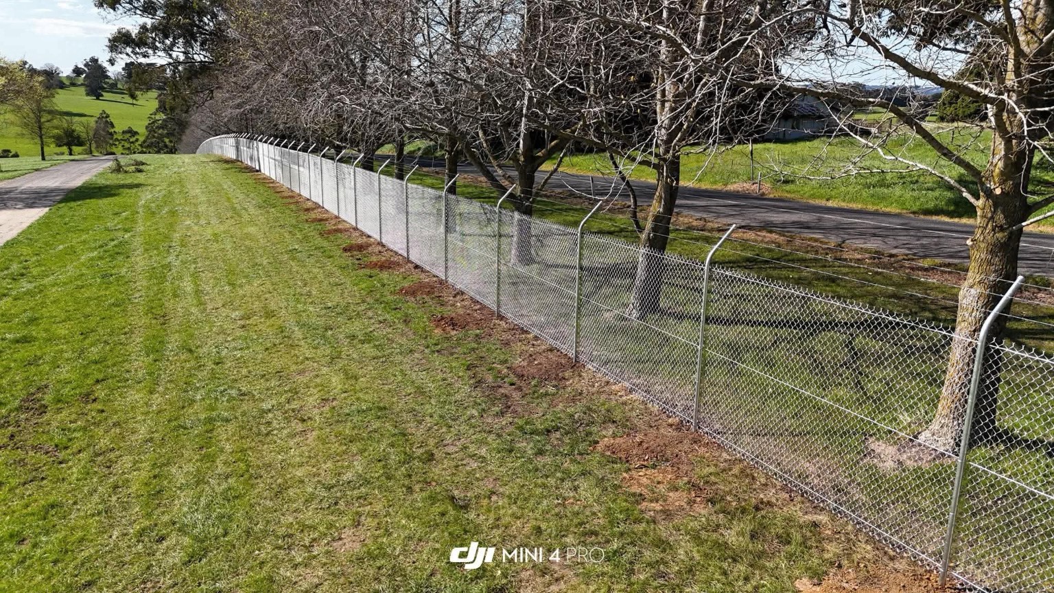 Completed Lardner Park security fencing, view 8